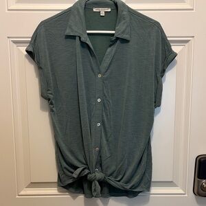 Green Envelope Teal Button-Down Shirt